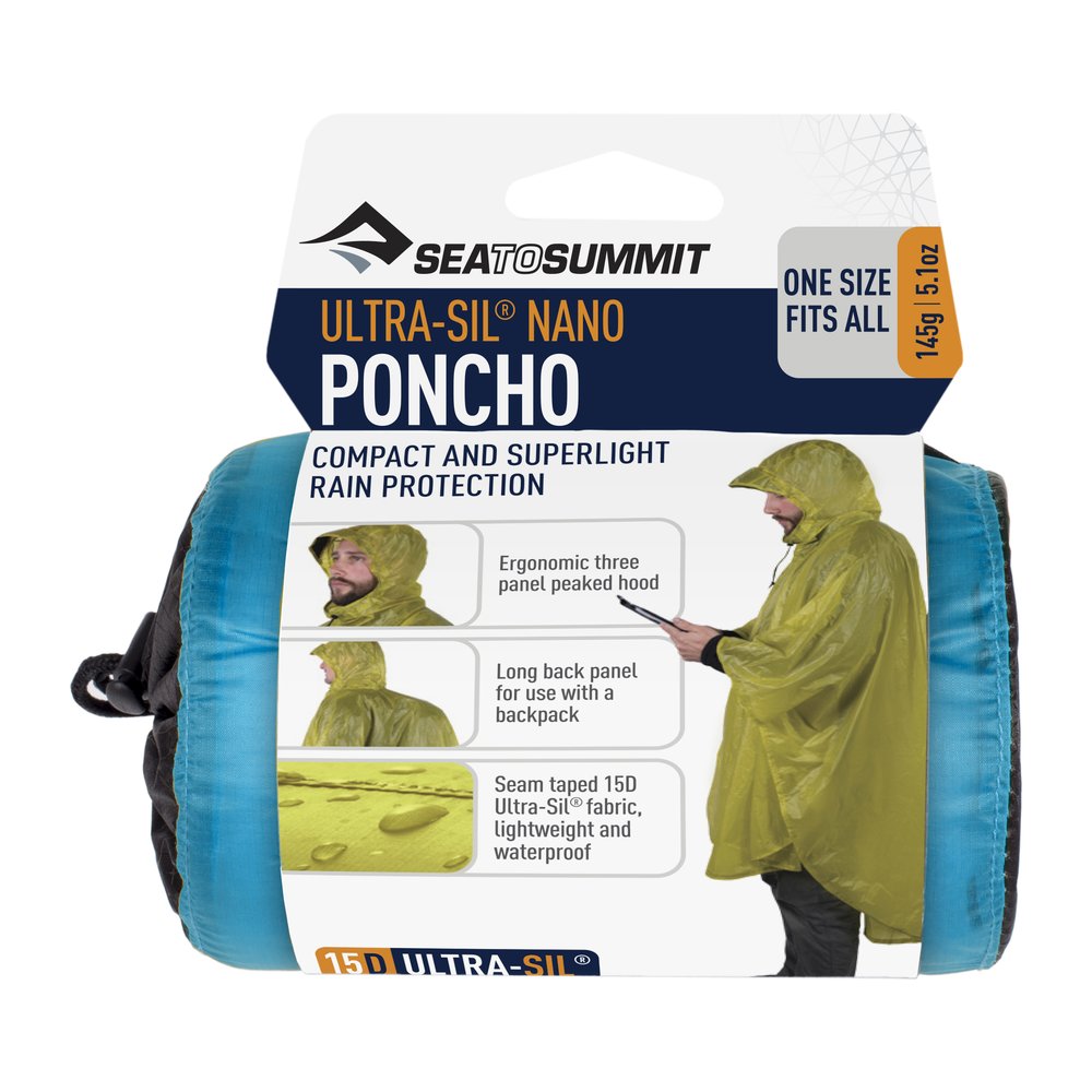 SEA TO SUMMIT Ultra-Sil Nano Poncho - Regenschutz wasserdicht, langes Rückenteil