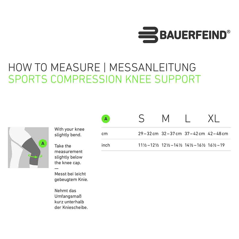 Messtabelle Sports Compression Knee Support von BAUERFEIND