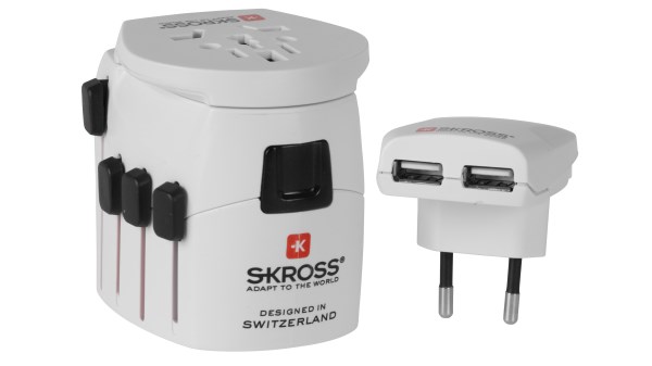 SKROSS Steckeradapter 'World Pro + USB' Schuko