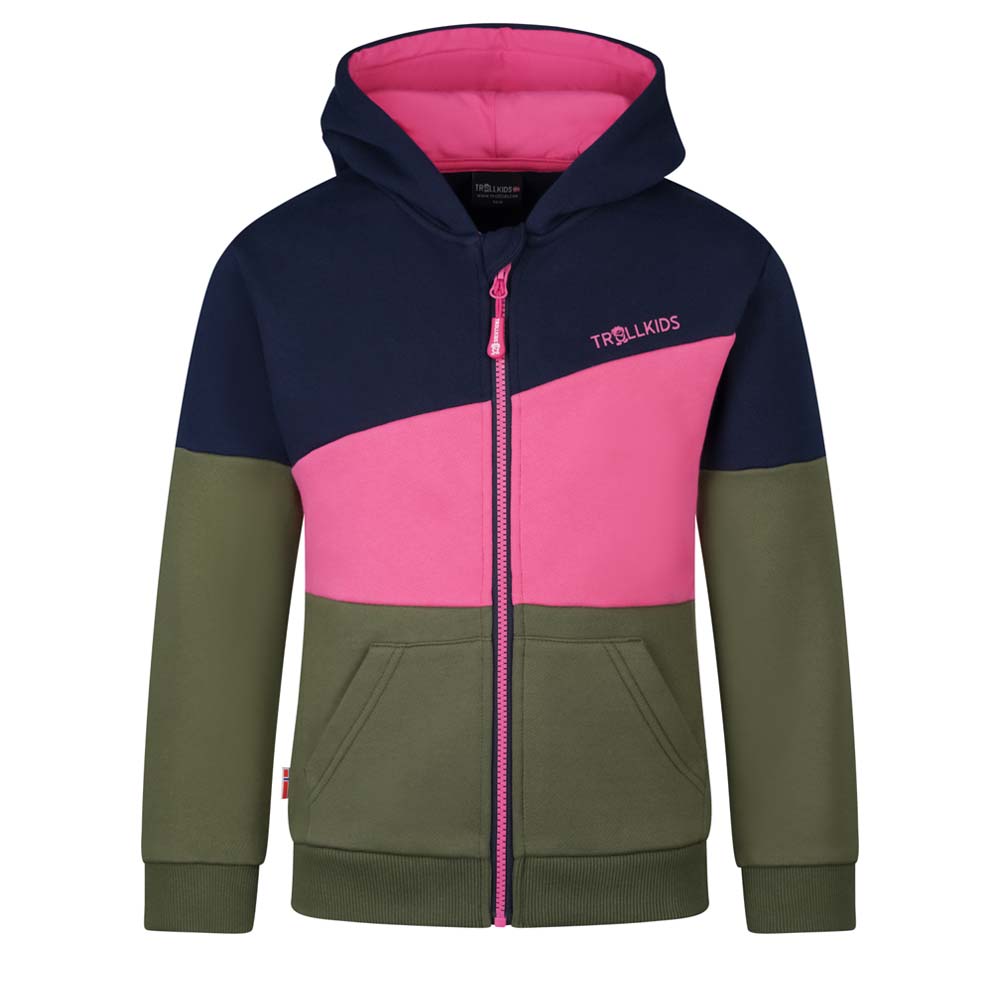 TROLLKIDS Kids Alesund Sweater – Kapuzenjacke - Farbe: navy/light magenta/dusky  olive | Größe: 140