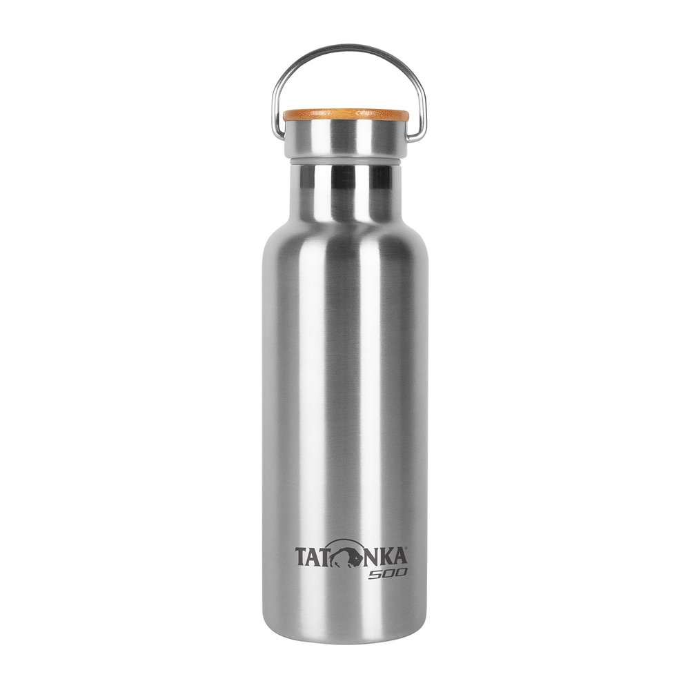 TATONKA Hot + Cold Stuff Bamboo Lid 500 - Edelstahl-Isolierflasche mit edlem Bambusdeckel